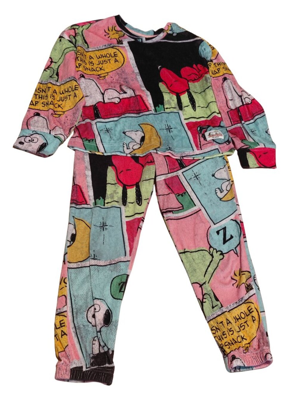 Justice Sleep Snoopy Colorful Comic Print Pajama Set Youth Small 7/8